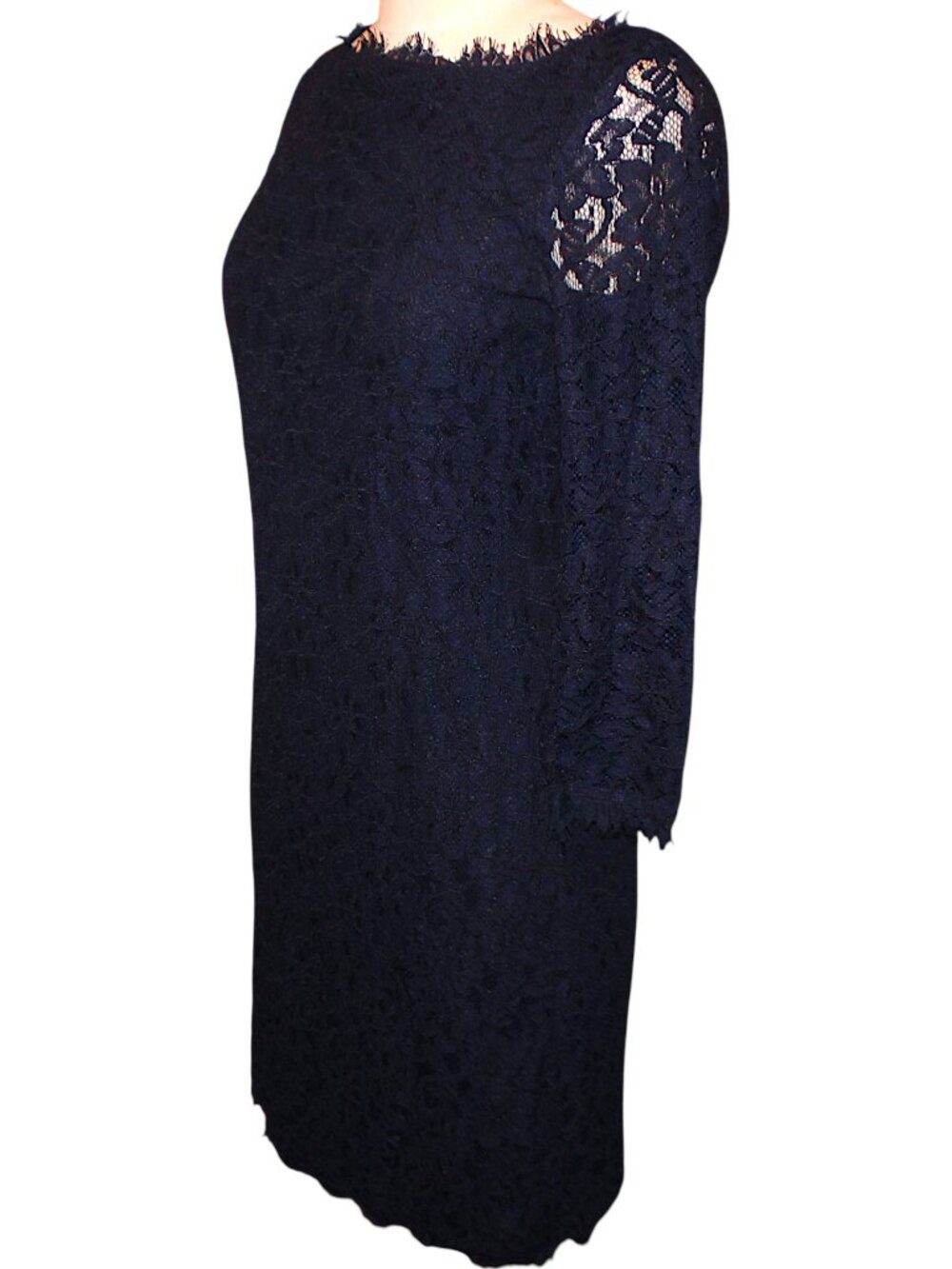 DVF Diane von Furstenberg Zarita Navy Blue Lace Dress Sz 4 - Picture 11 of 13